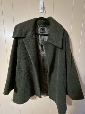 Saks Fifth Avenue Olive Green Teddy Coat